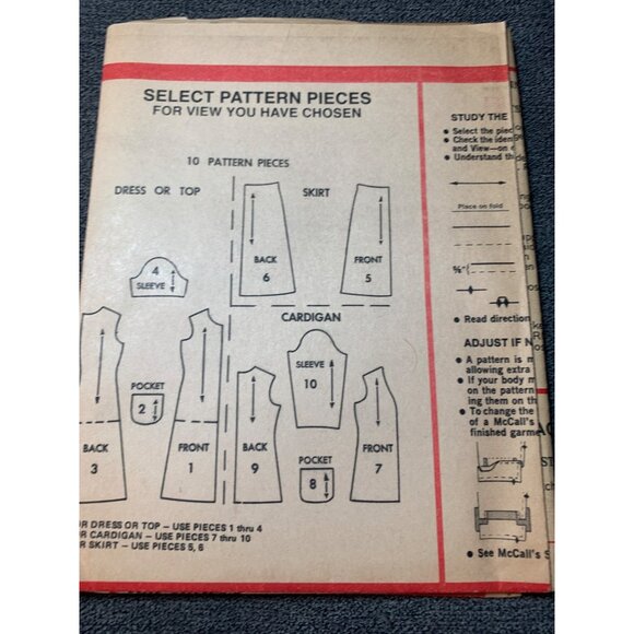 Vintage McCalls 3464 Sewing Pattern 1970s Dresses Cardigan Size 10 uncut - Picture 2 of 5